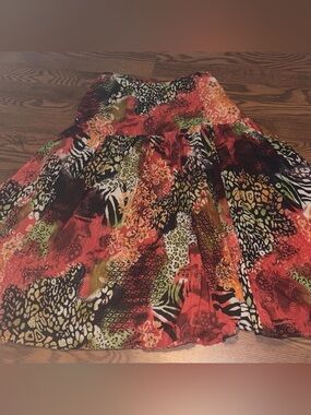 Y2K new directions Red & Black Mixed animal print  Midi Skirt